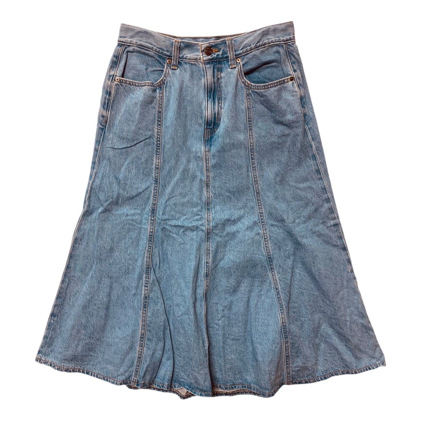 Skirt Maxi By Levis In Blue Denim, Size:10