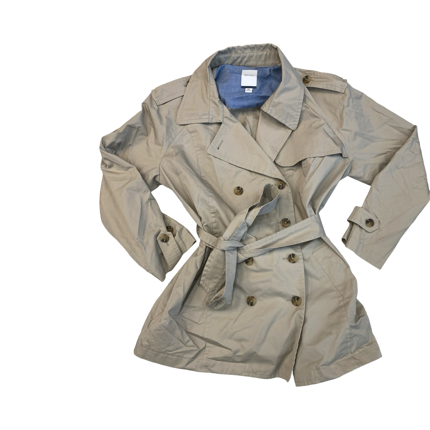 Coat Trench Coat By Nautica In Tan, Size:Xxl