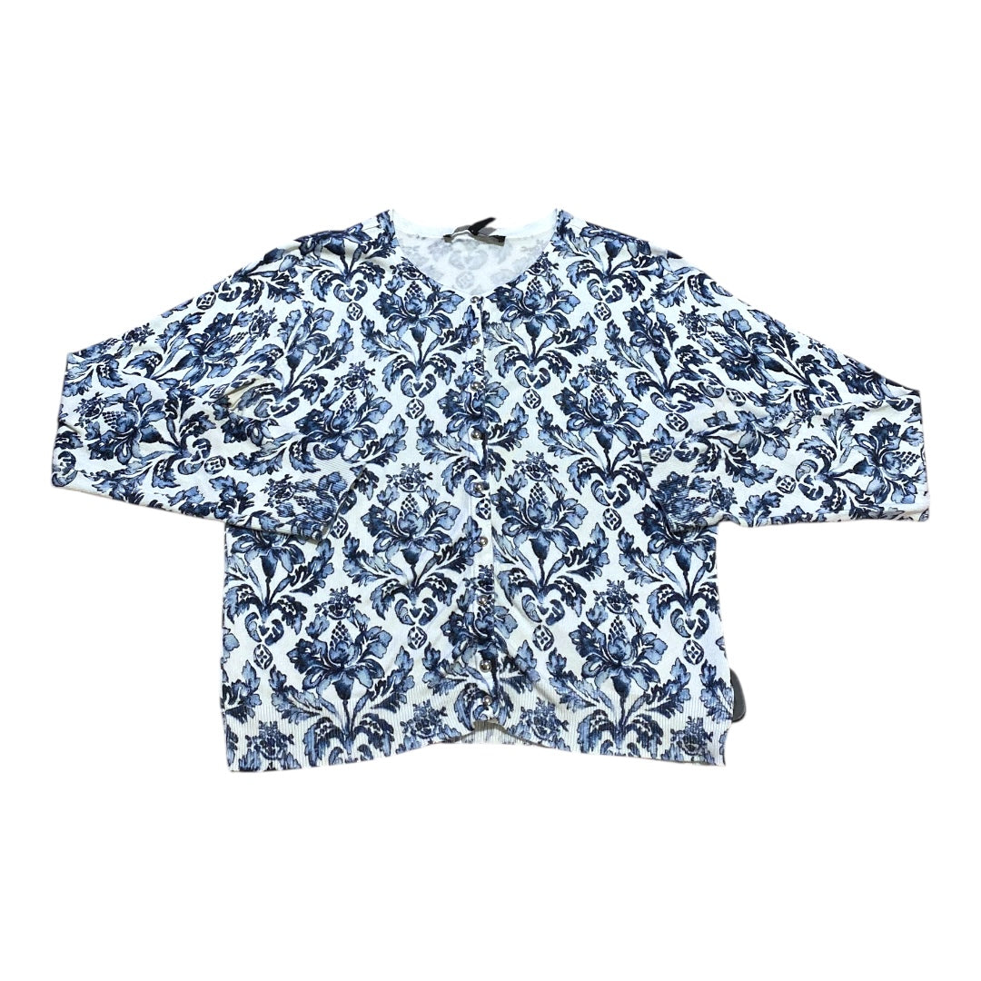 Sweater Cardigan By White House Black Market In Blue & White, Size:L