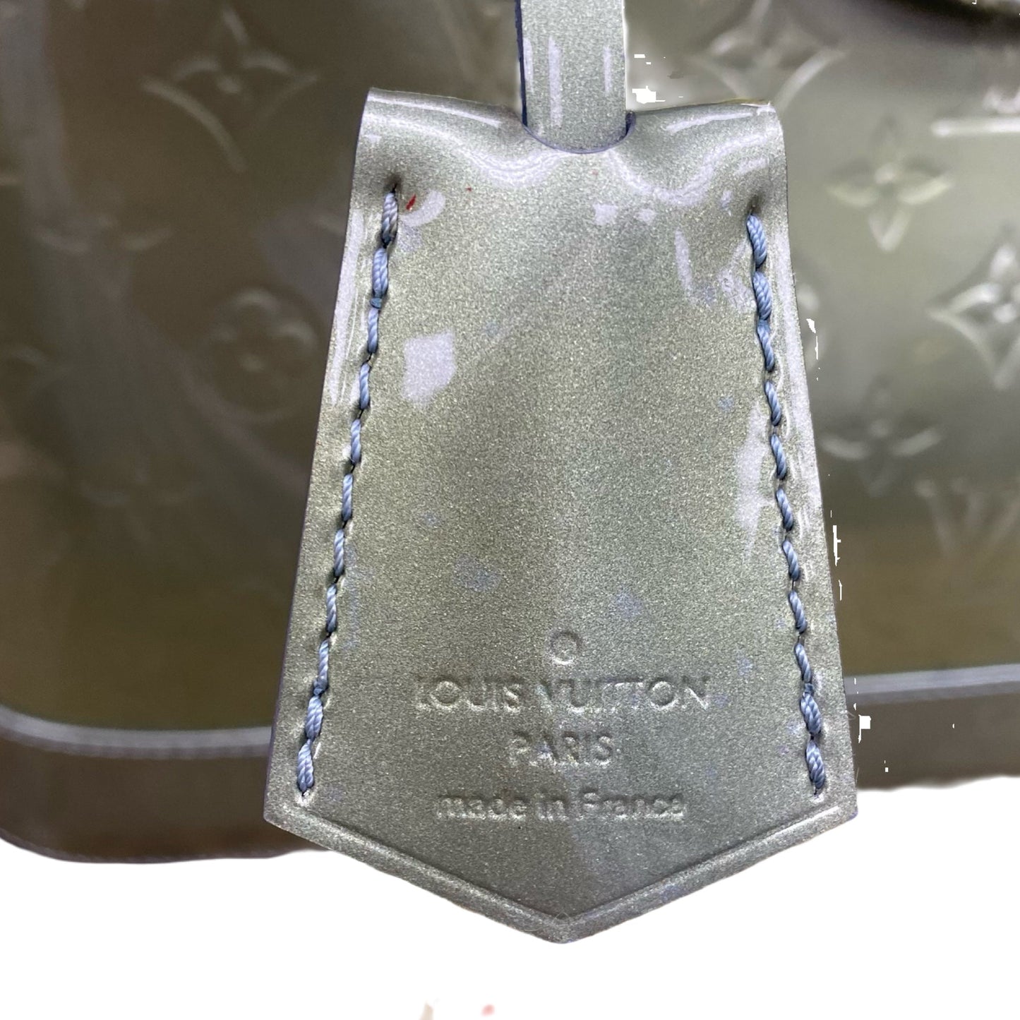 Handbag Luxury Designer By Louis Vuitton In Givre Green Monogram Vernis, Size:Large (GM)