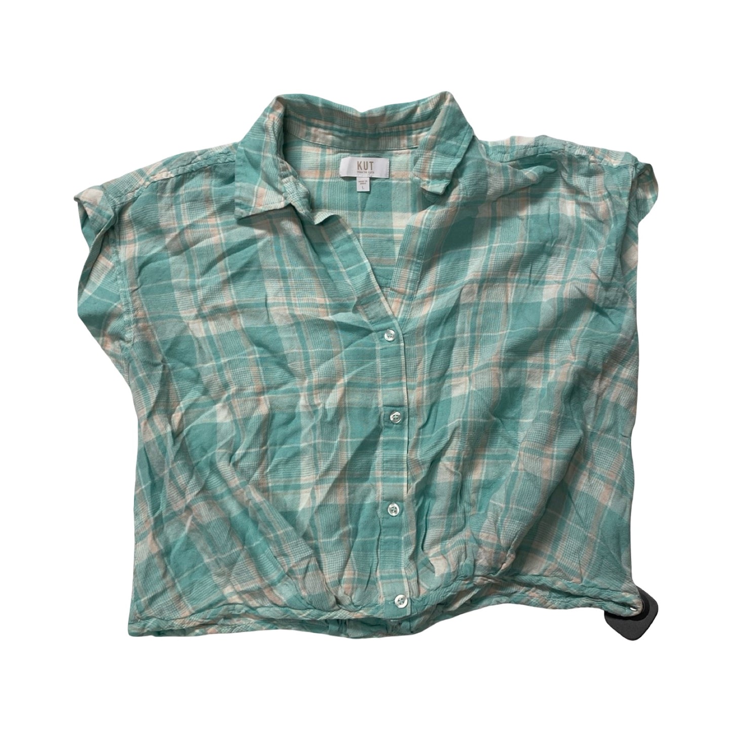 Top Sleeveless By Kut In Plaid Pattern, Size:L