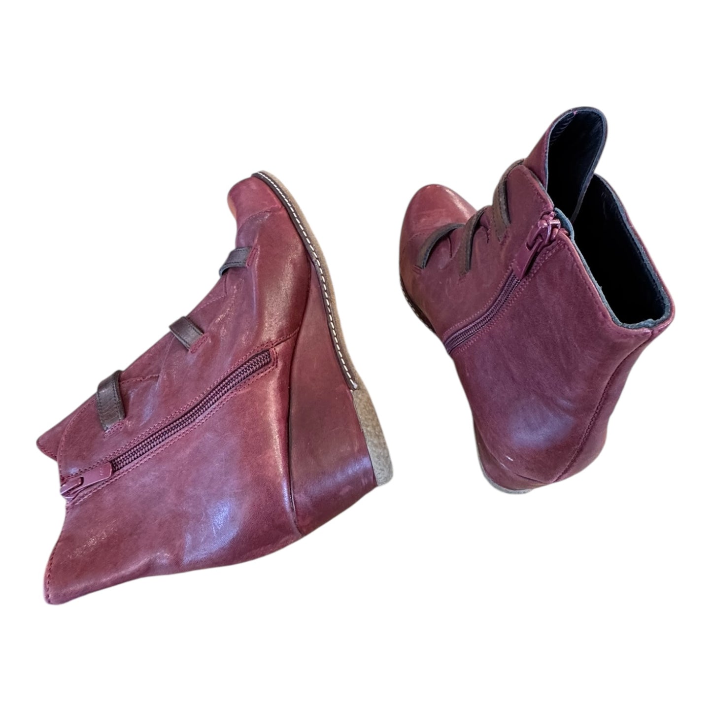 Boots Ankle Heels By eric michael In Red, Size:9.5