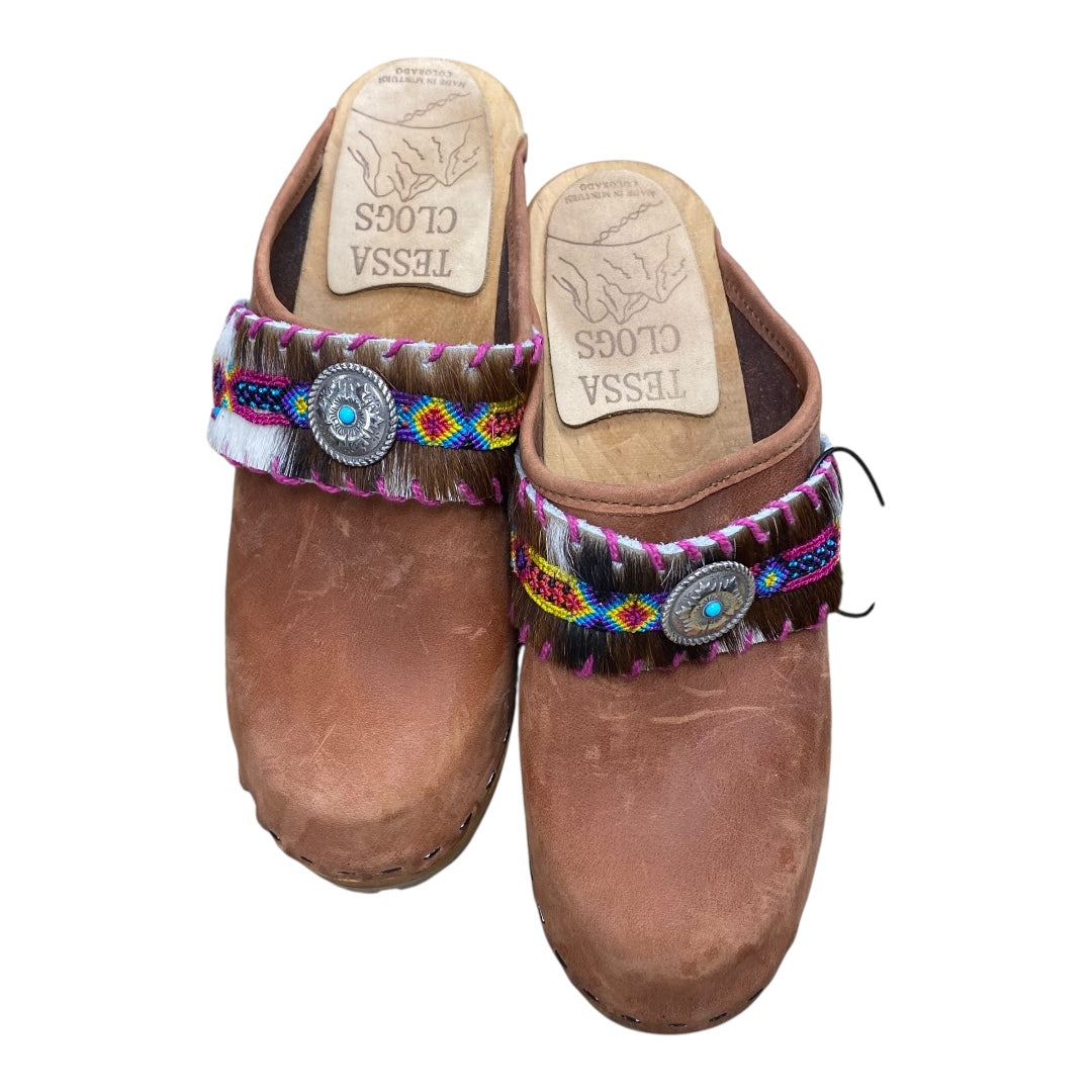 Shoes Heels Block By TESSA CLOGS In Brown, Size:6.5