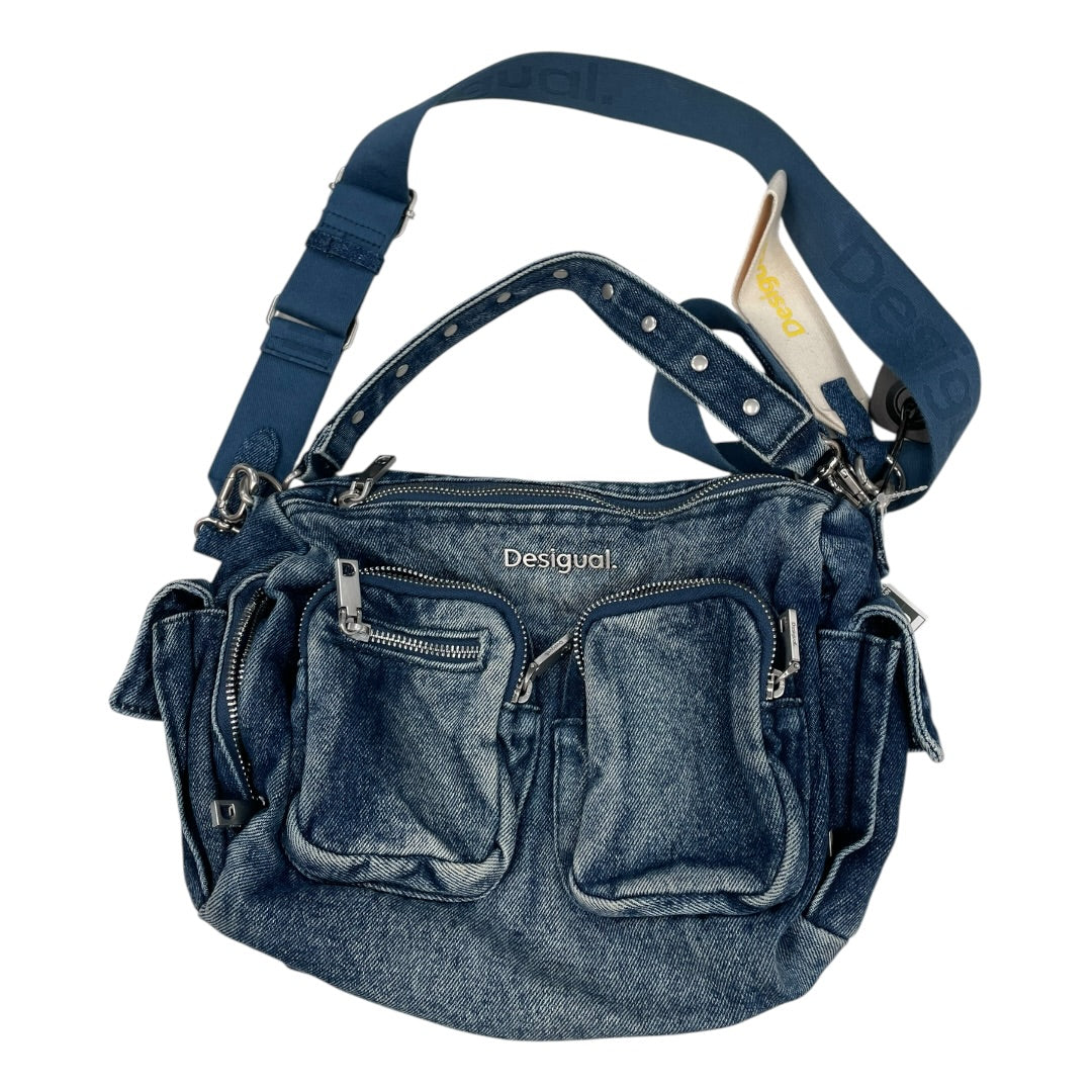 Handbag Designer By Desigual In Blue Denim, Size:Small