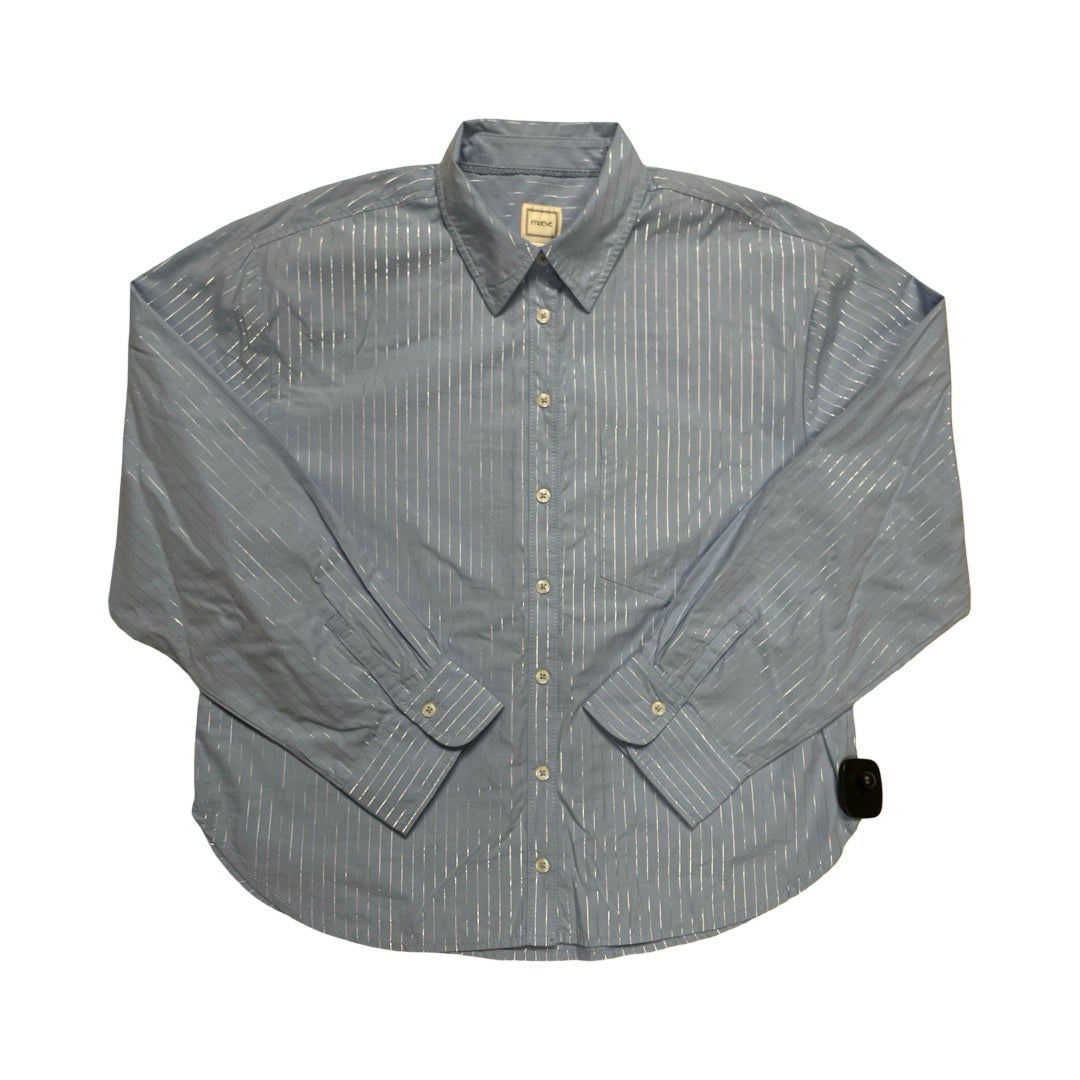 Blouse Ls By Maeve In Blue & Silver, Size:S