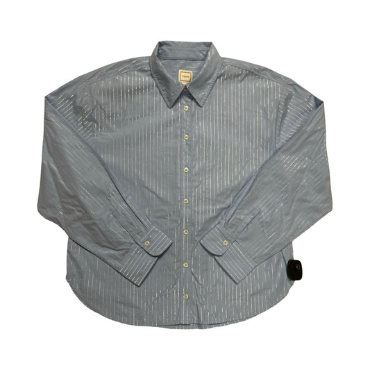 Blouse Ls By Maeve In Blue & Silver, Size:S