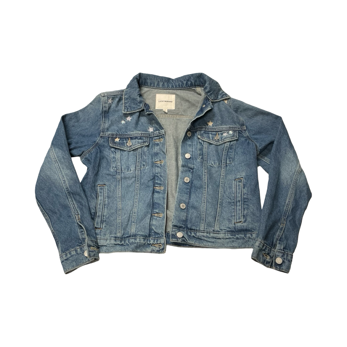 Blazer By Lucky Brand In Blue Denim, Size:L