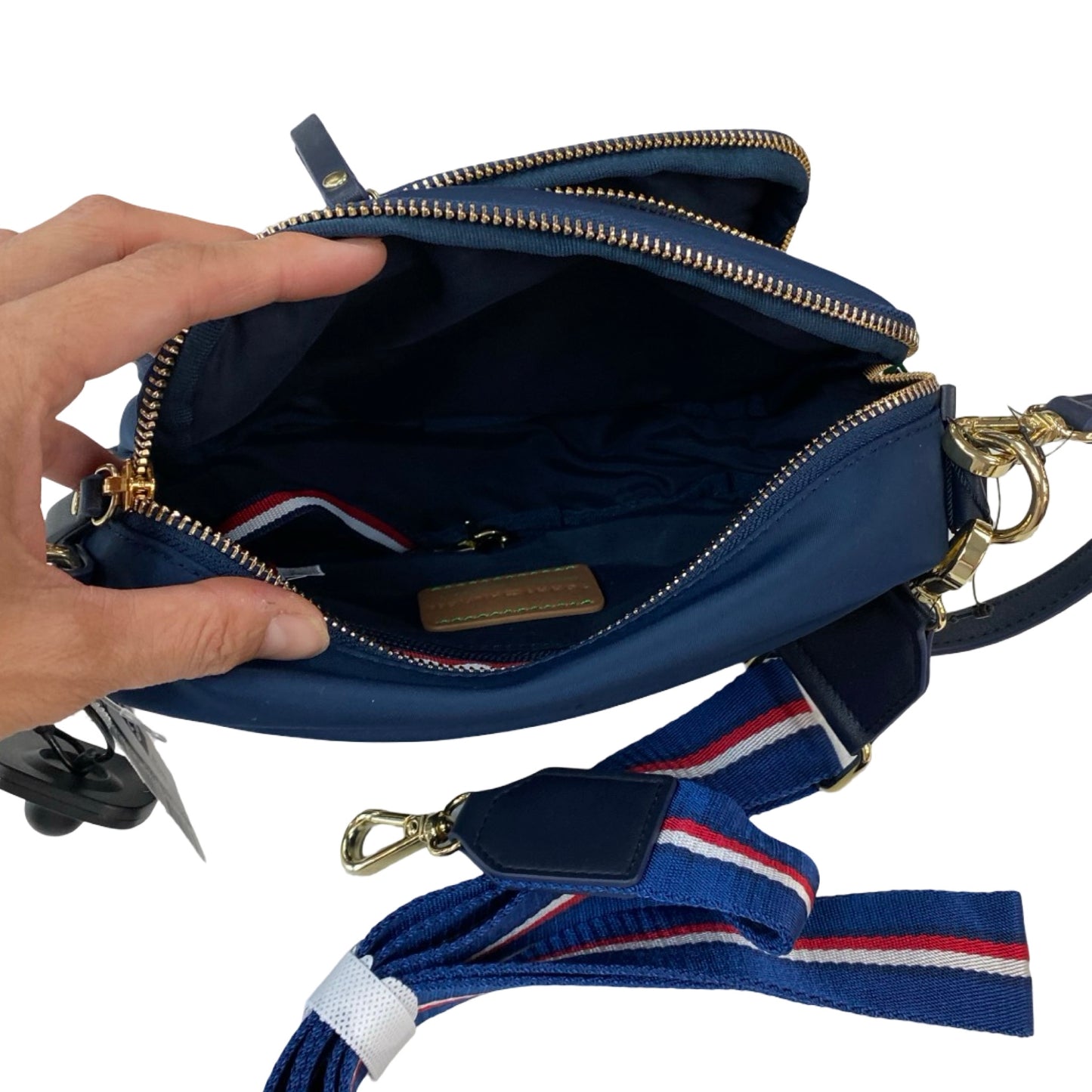 Handbag By Tommy Hilfiger In Navy, Size:Medium