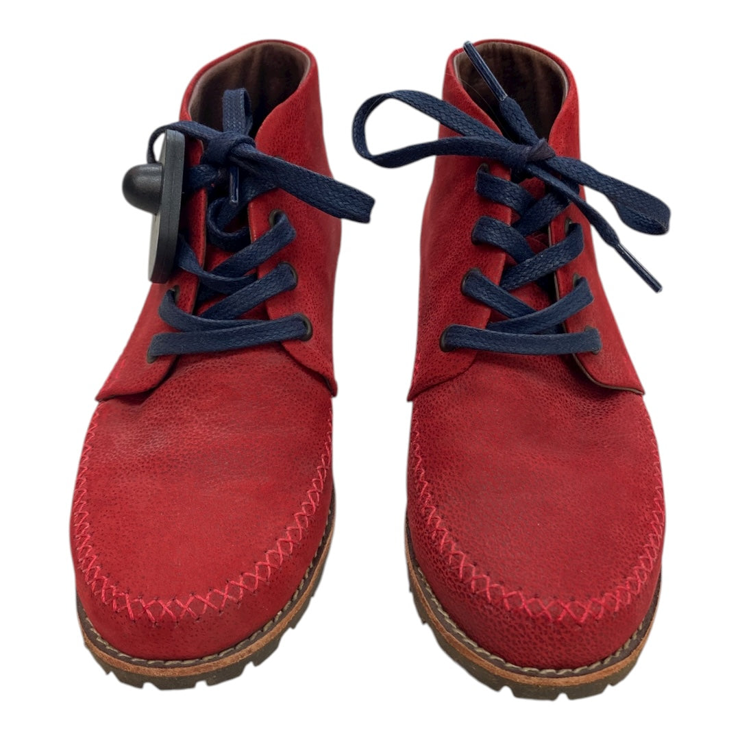 Boots Ankle Flats By MAMAHUHU In Red, Size:6