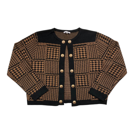 Sweater Cardigan By Sioni In Black & Brown, Size:L