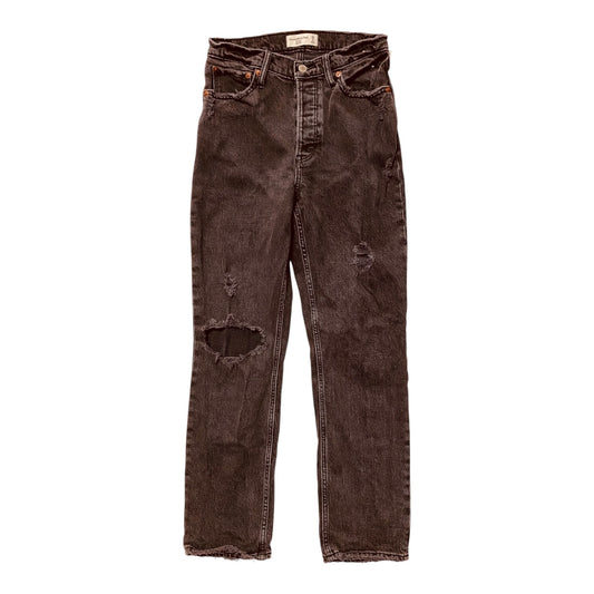 Jeans Straight By Abercrombie And Fitch In Black Denim, Size:2