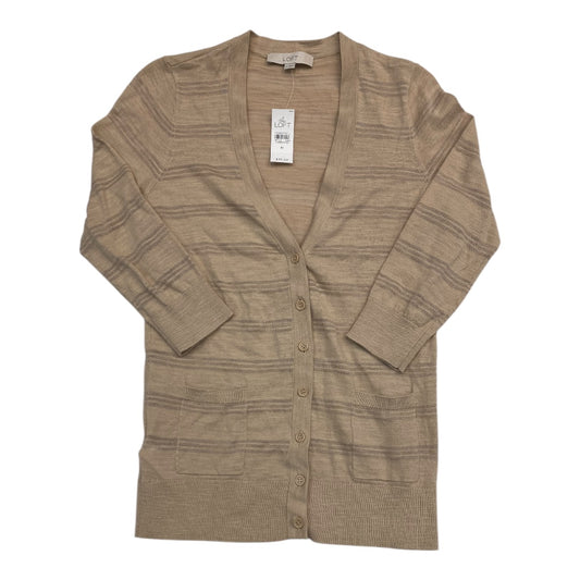 Sweater Cardigan By Loft In Tan, Size:M