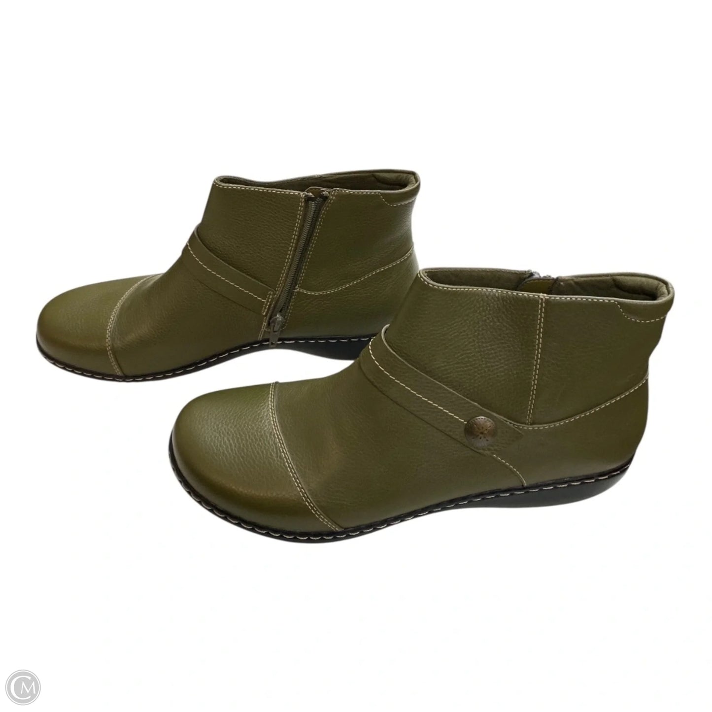 Boots Ankle Flats By Clarks In Green, Size: 12