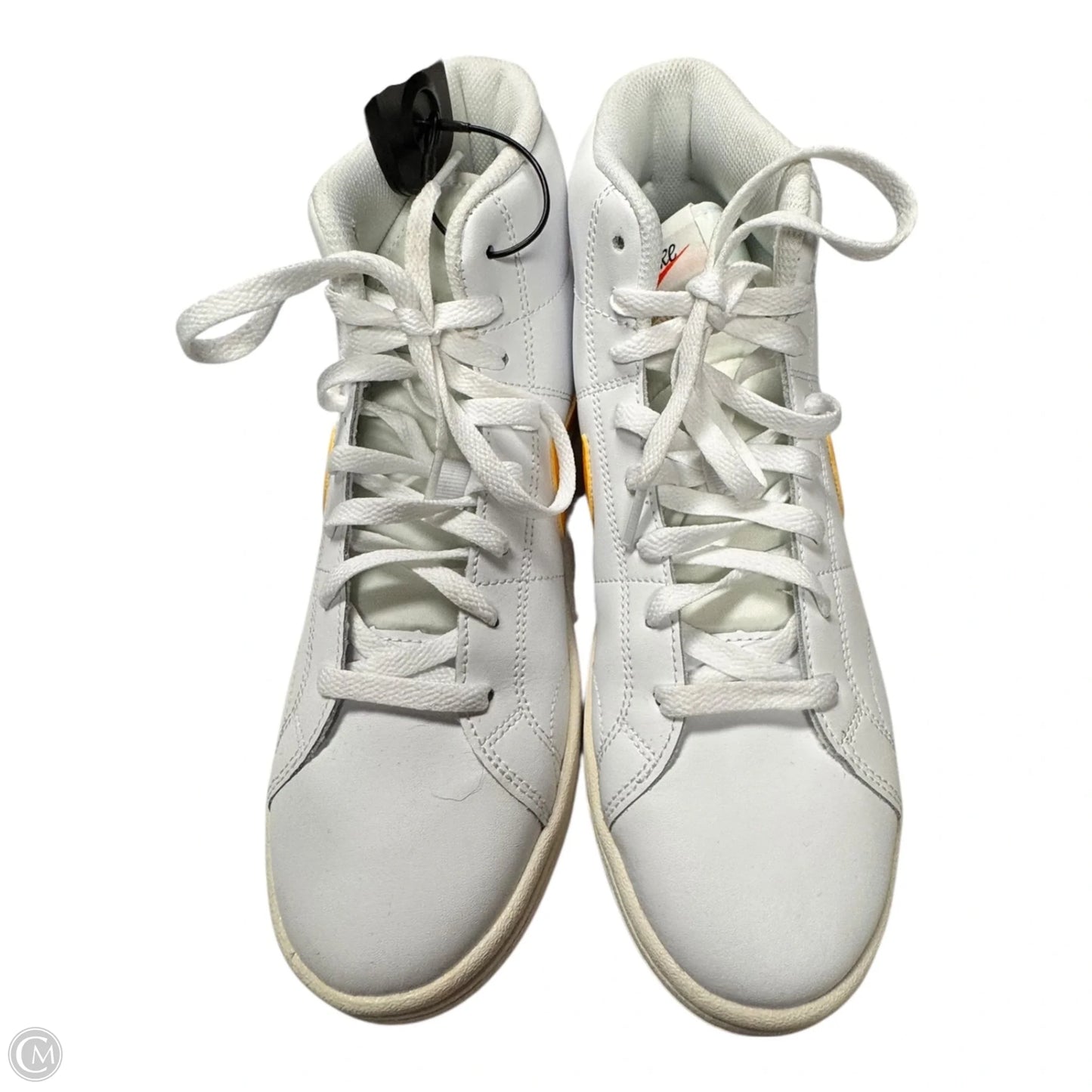Shoes Athletic By Nike In White & Yellow, Size: 10