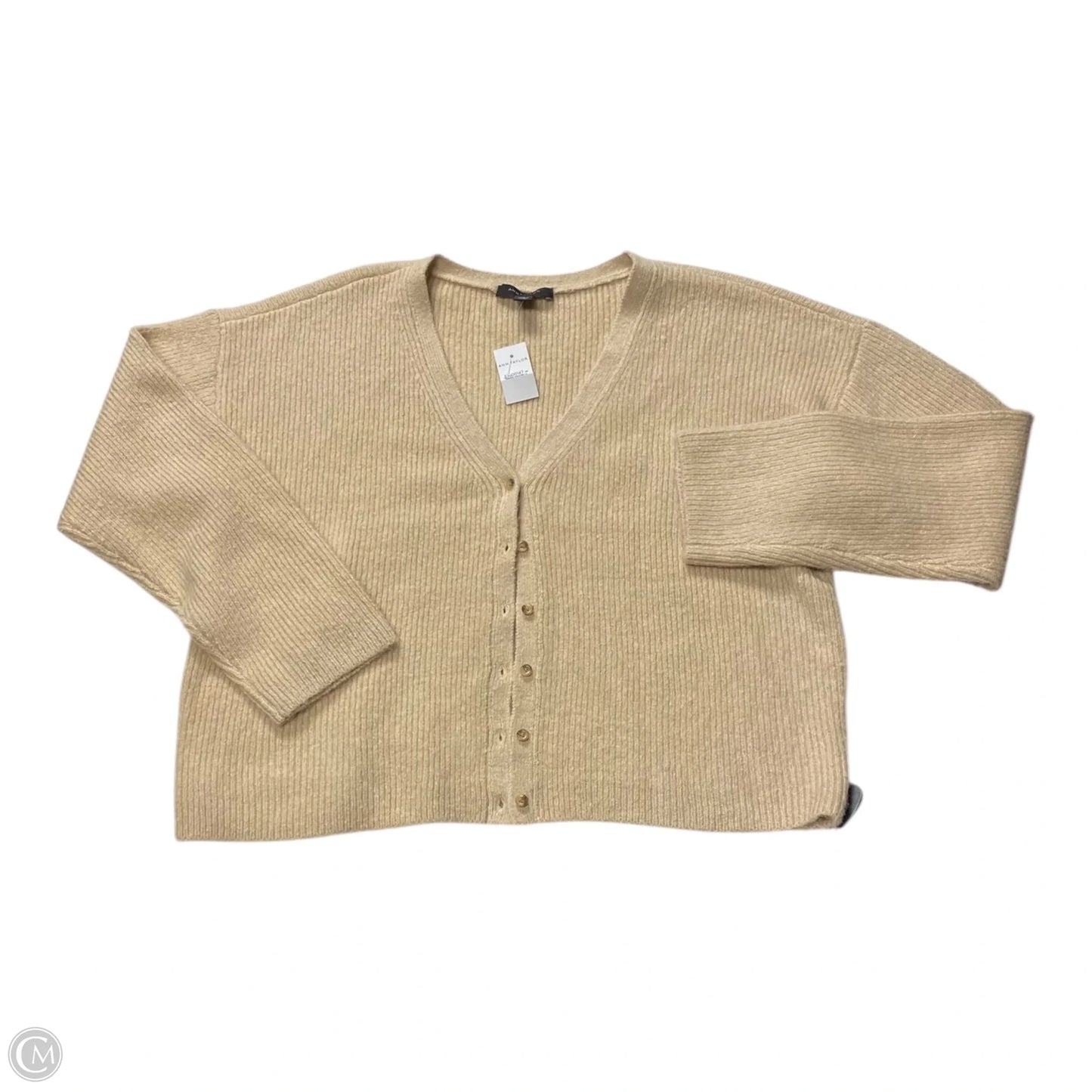 Sweater Cardigan By Ann Taylor In Tan, Size: M