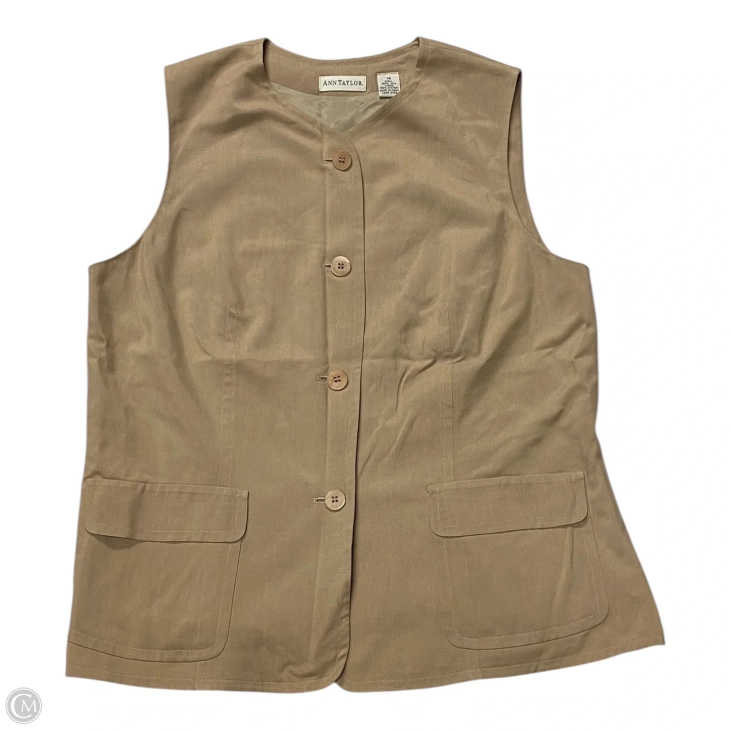Vest Other By Ann Taylor In Tan, Size: 14