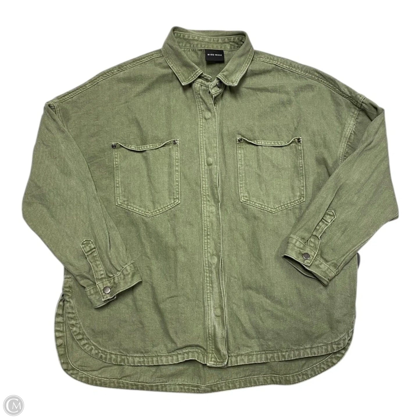 Jacket Shirt By Miou Muse In Green, Size: L