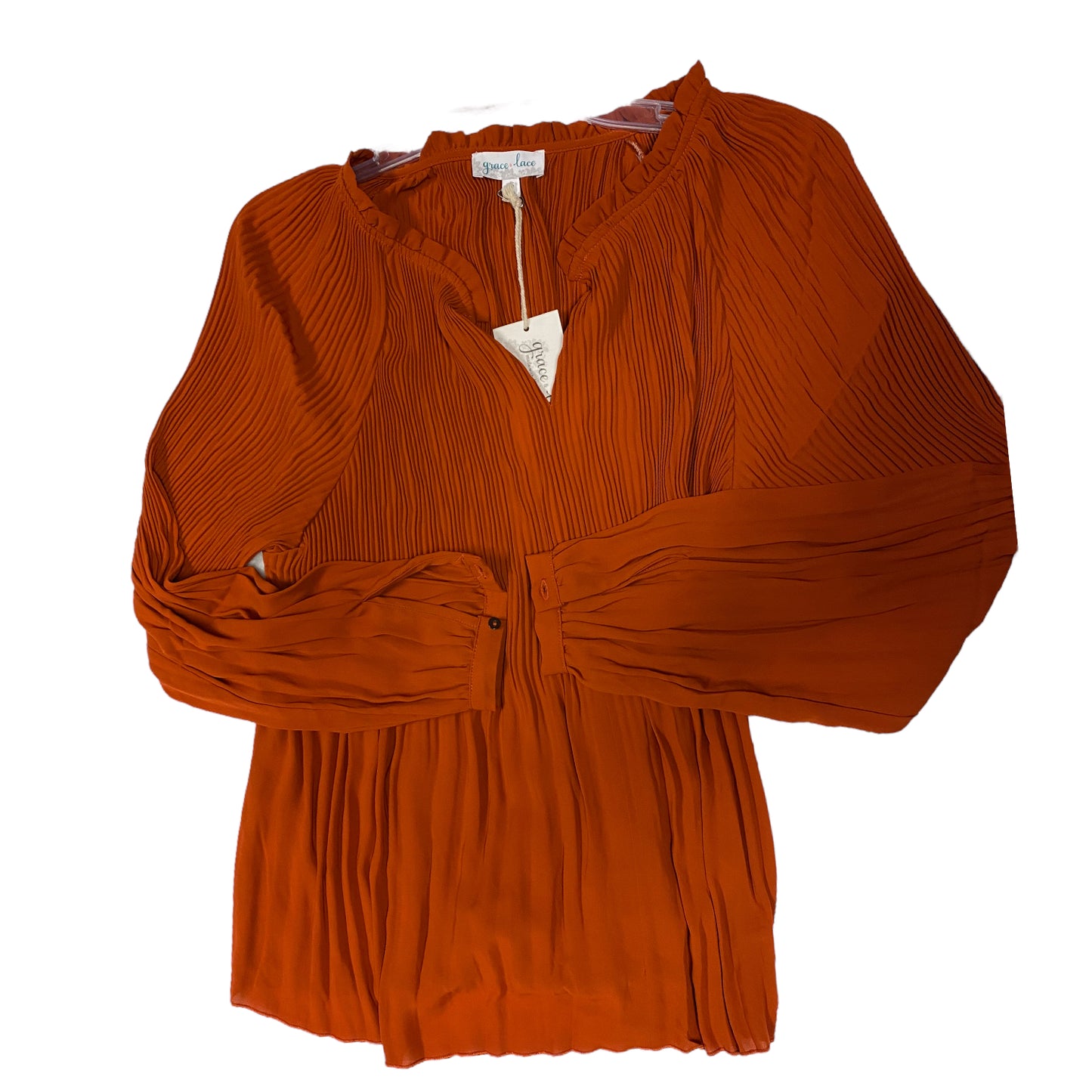 Top Long Sleeve By grace & lace In Orange, Size: Xs