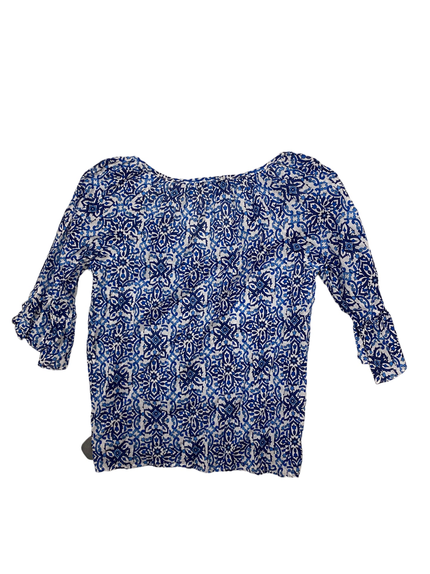 Blue & White Top Long Sleeve Designer Milly, Size Xs