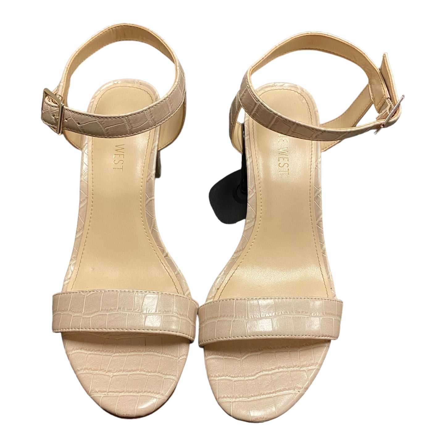 Tan Sandals Heels Block Nine West, Size 8