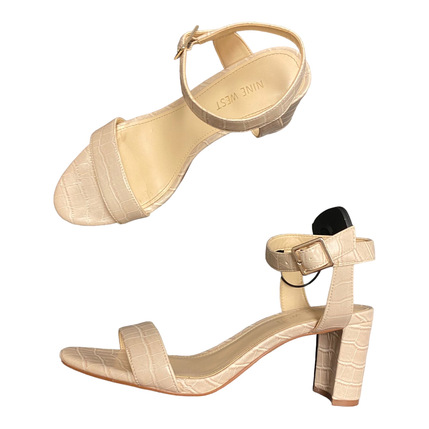 Tan Sandals Heels Block Nine West, Size 8