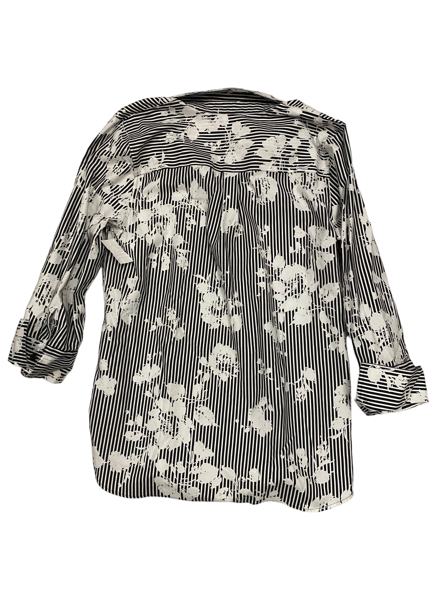 Top Long Sleeve By Chicos In Black & White, Size: L