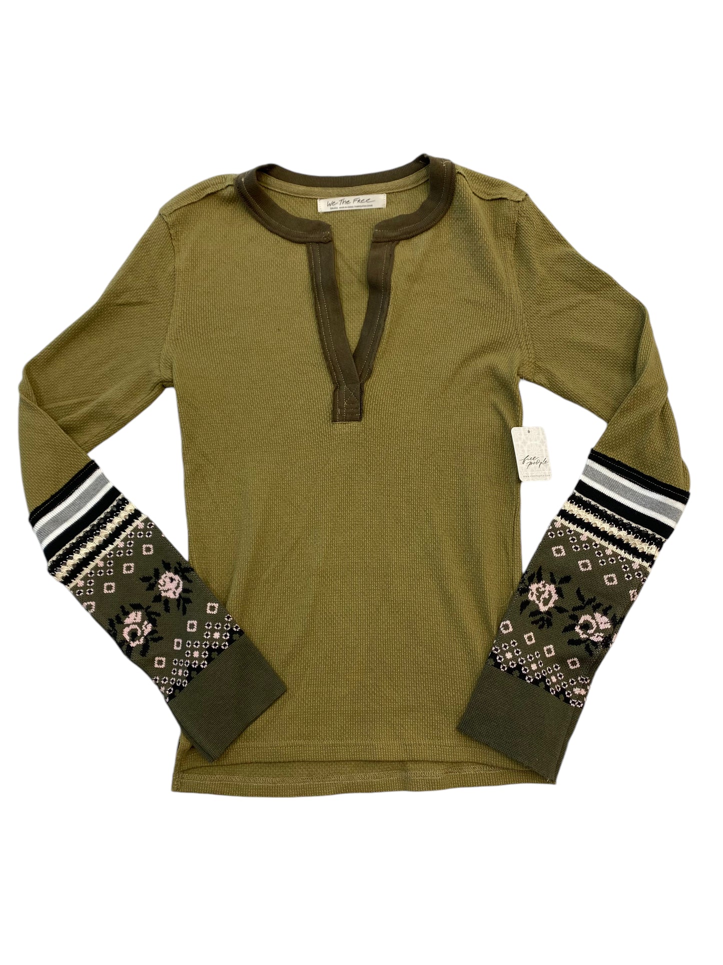 Top Long Sleeve By Free People In Green, Size: S