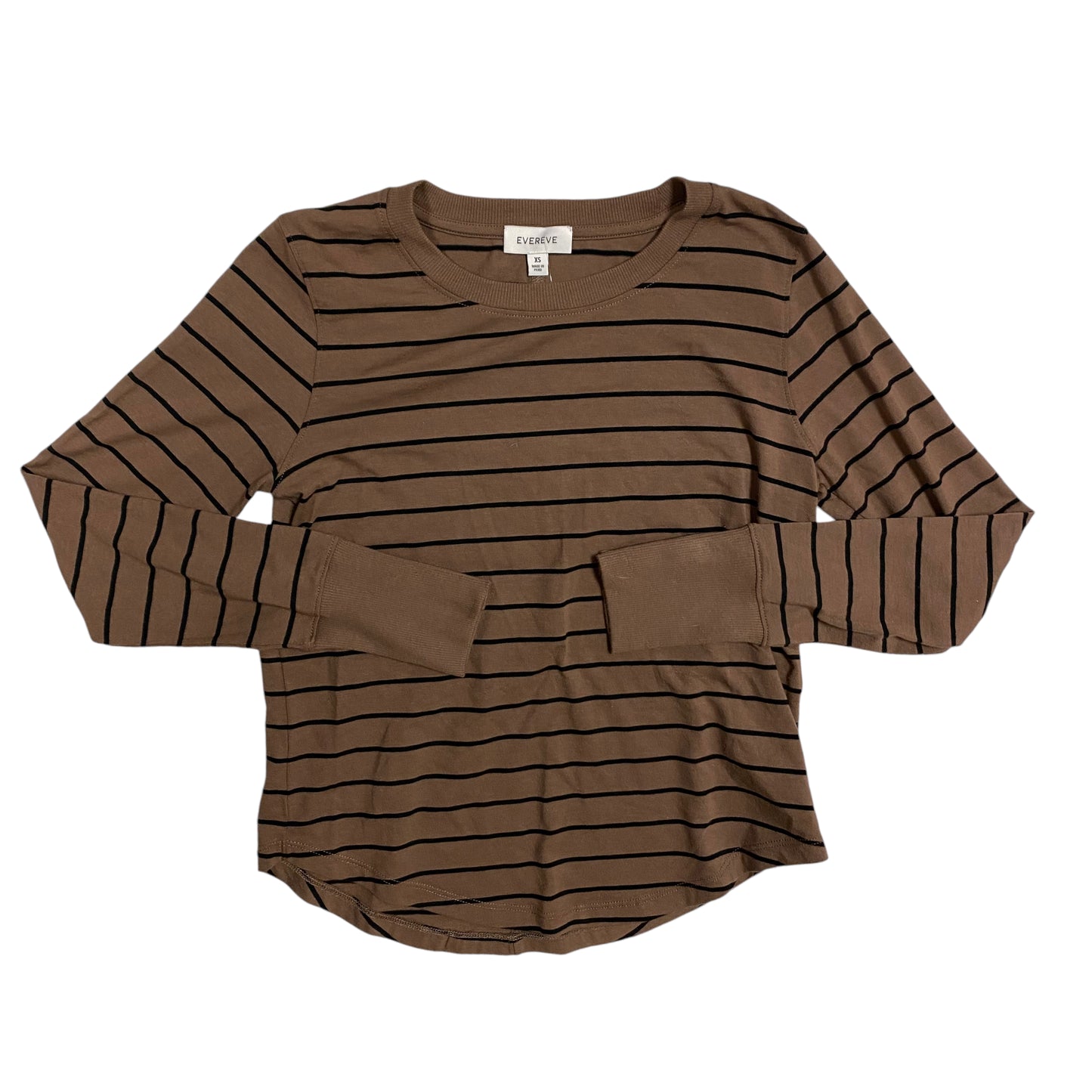 Top Long Sleeve By Evereve In Striped Pattern, Size: Xs