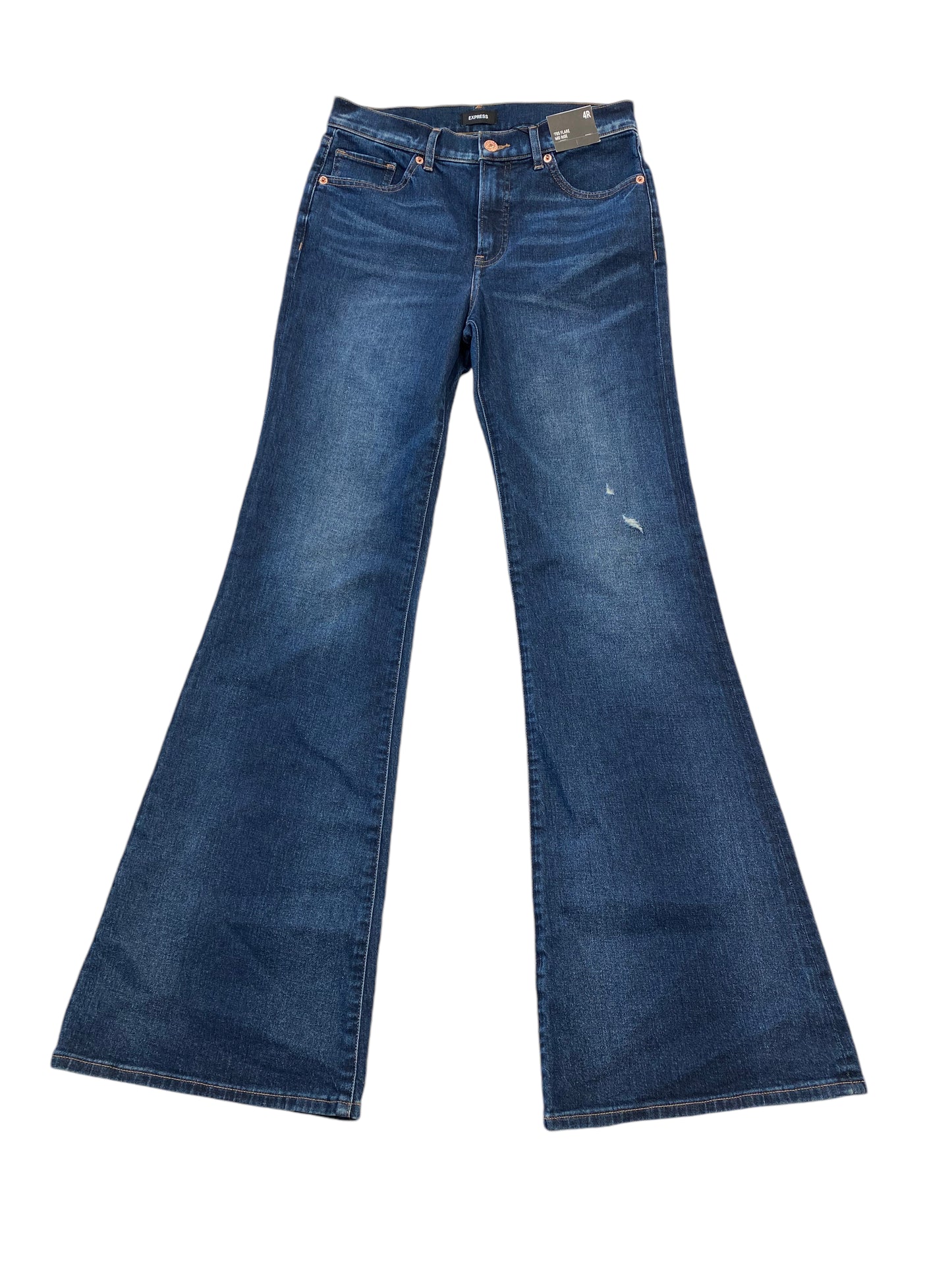 Jeans Flared By Express In Blue Denim, Size: 4