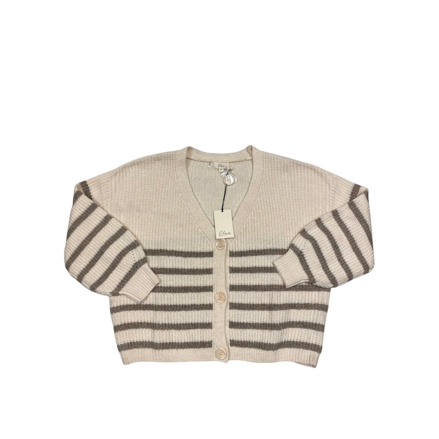 Sweater Cardigan By Elan In Tan, Size: M