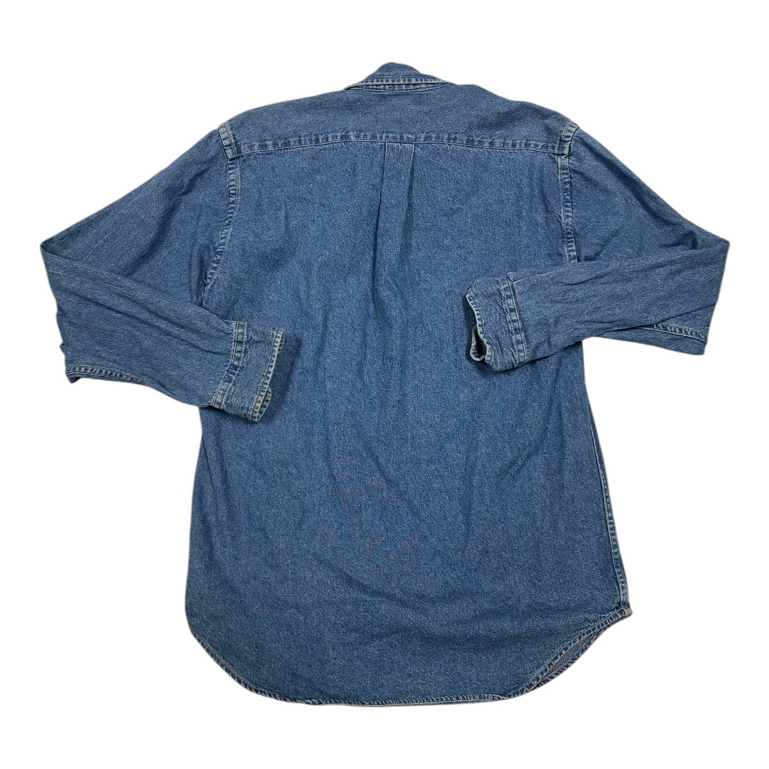 Top Long Sleeve By Polo Ralph Lauren In Blue Denim, Size: L