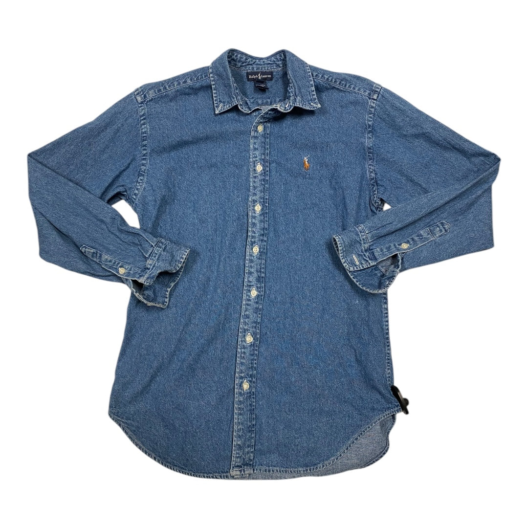 Top Long Sleeve By Polo Ralph Lauren In Blue Denim, Size: L