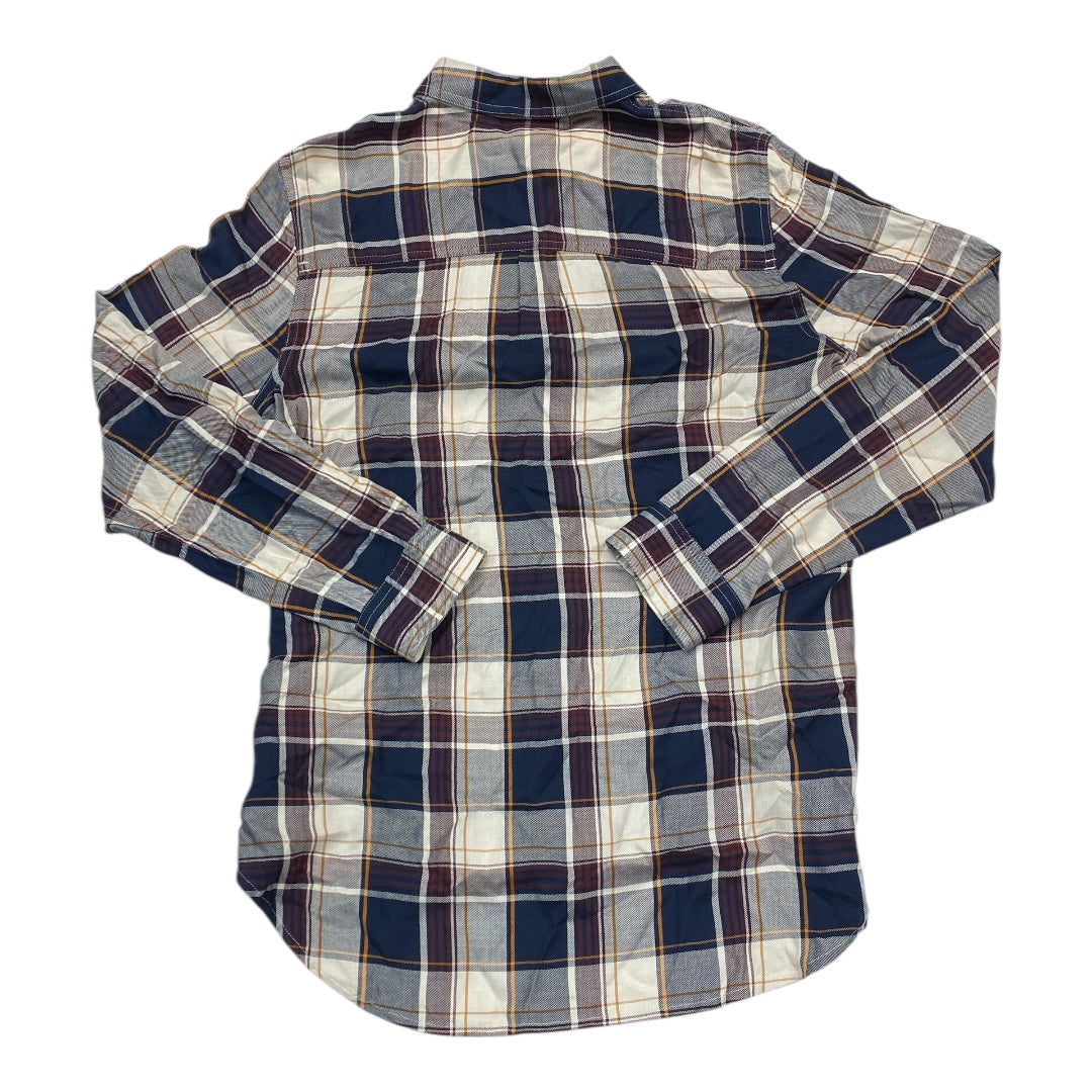 Top Long Sleeve By Madewell In Plaid Pattern, Size: L