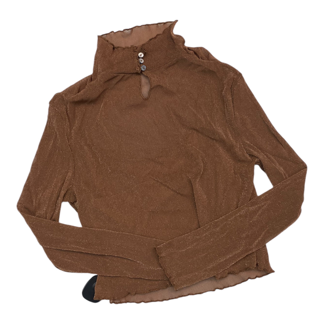 Top Long Sleeve By Cmc In Brown, Size: M