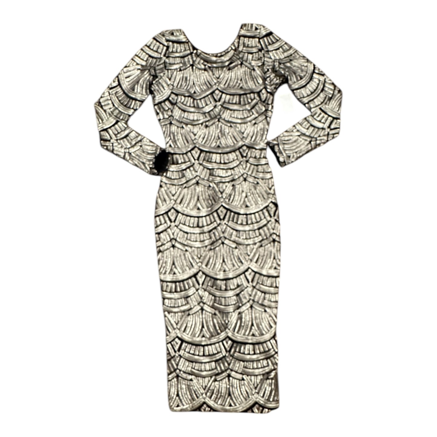 Dress Party Midi By Dress The Population In Silver, Size: S