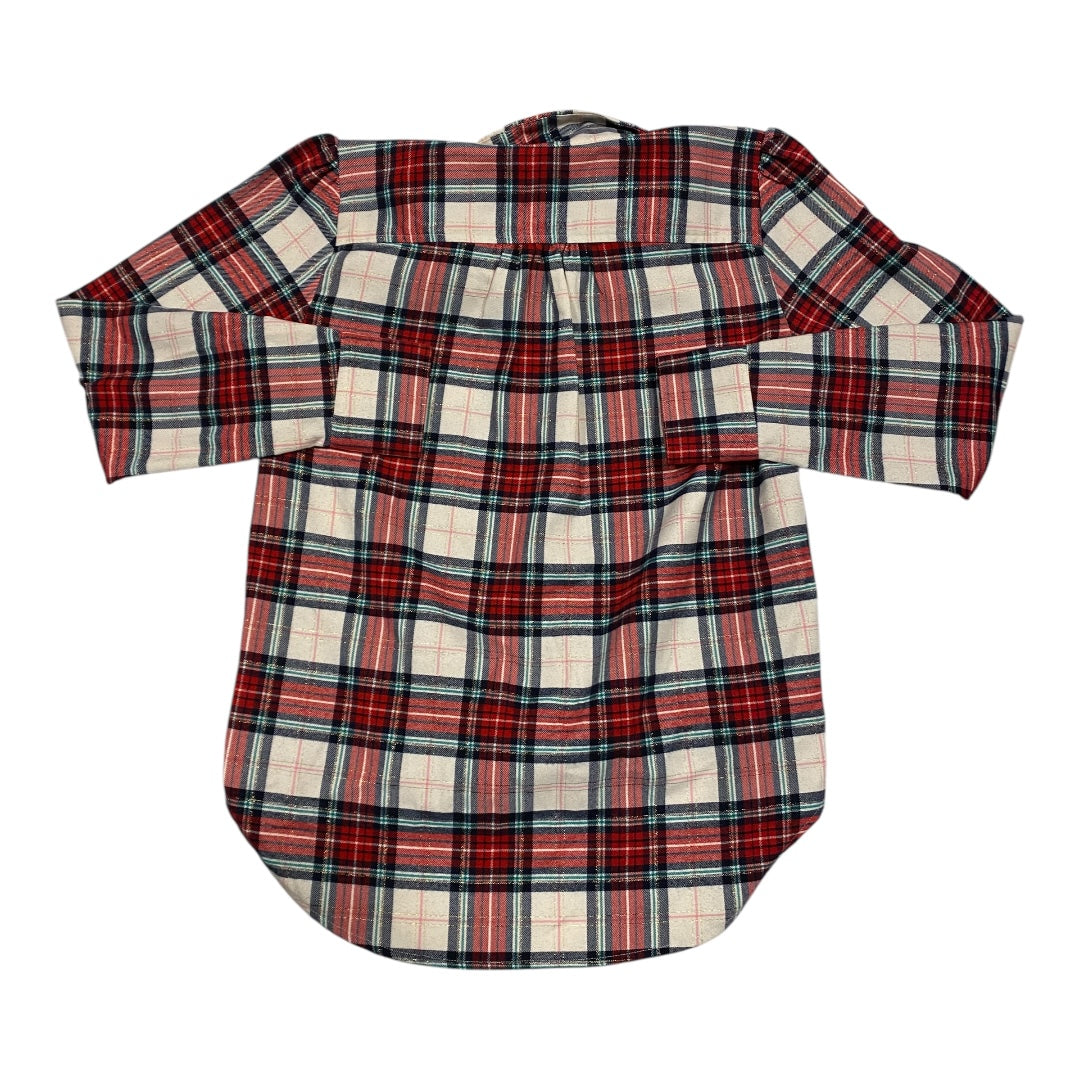 Top Long Sleeve By Loft In Plaid Pattern, Size: S