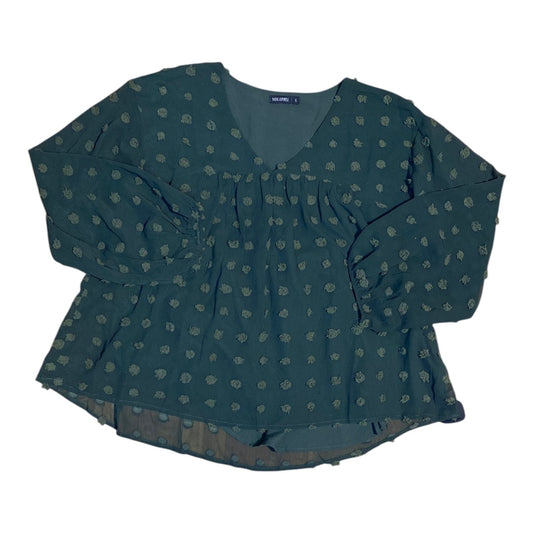 Top Long Sleeve By Cmc In Green, Size: L