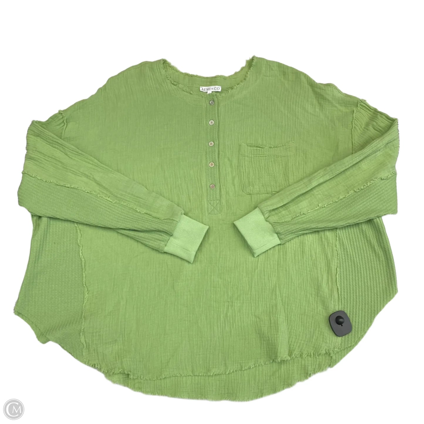 Top Long Sleeve By Cmc In Green, Size: S