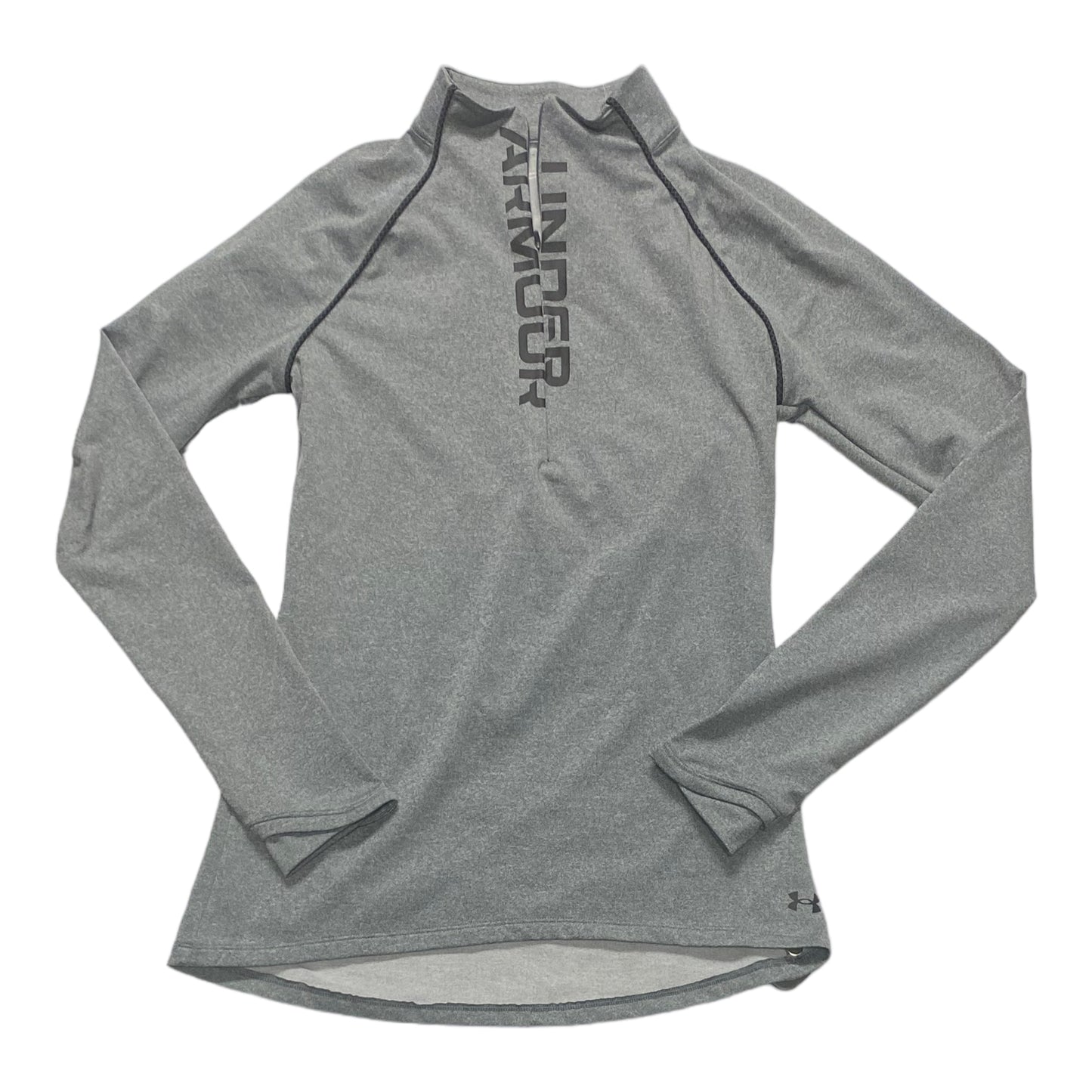 Grey Athletic Top Long Sleeve Collar Under Armour, Size S