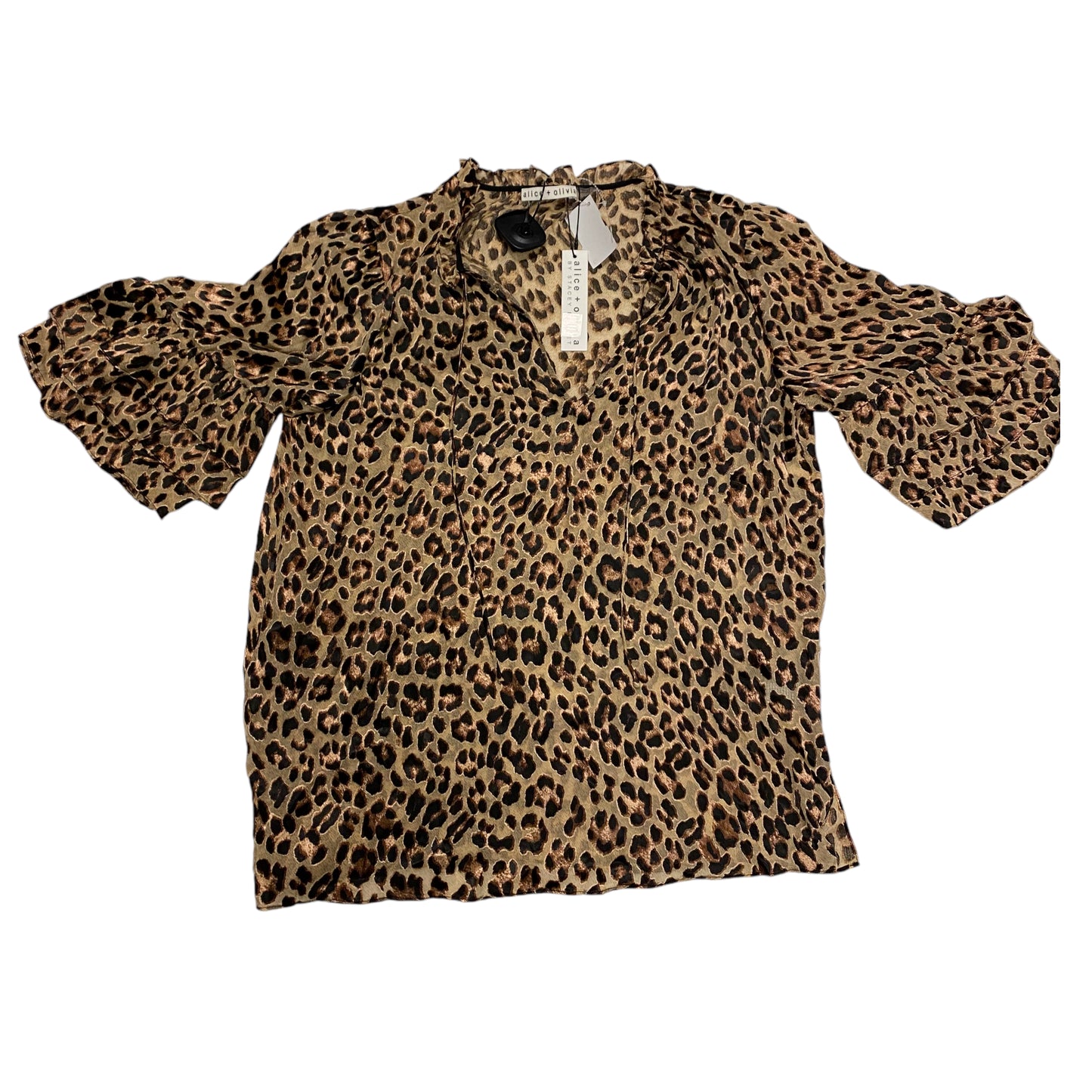 Top Short Sleeve Designer By Alice + Olivia In Animal Print, Size: M