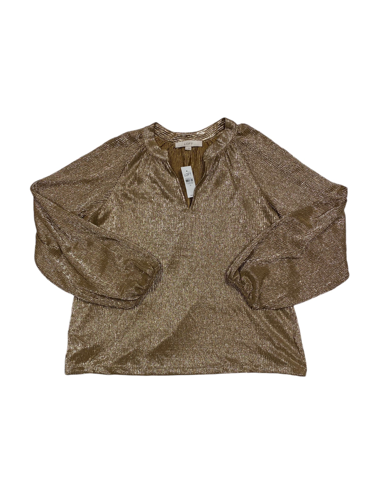 Top Long Sleeve By Loft In Gold, Size: M