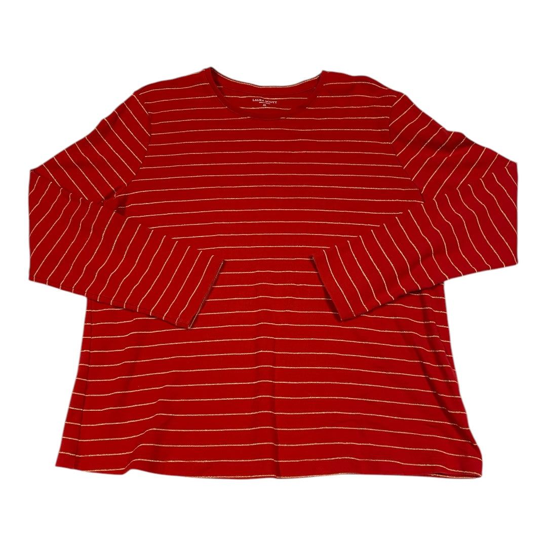 Top Long Sleeve By Laura Scott In Gold & Red, Size: Xl