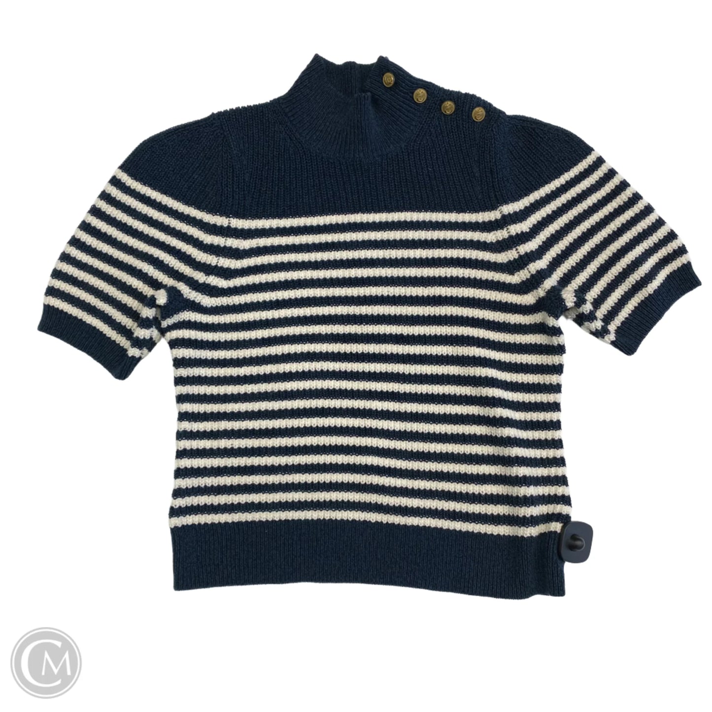 Sweater Short Sleeve By Maeve In Blue & Cream, Size: S