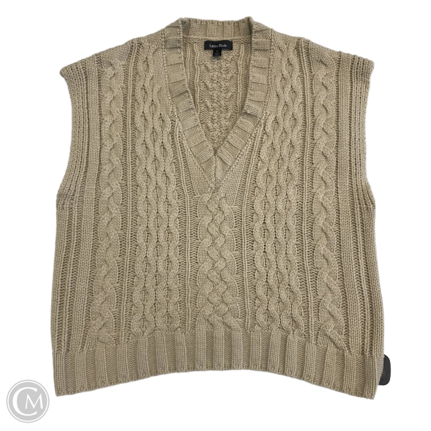 Vest Sweater By Lea & Viola In Tan, Size: Xs