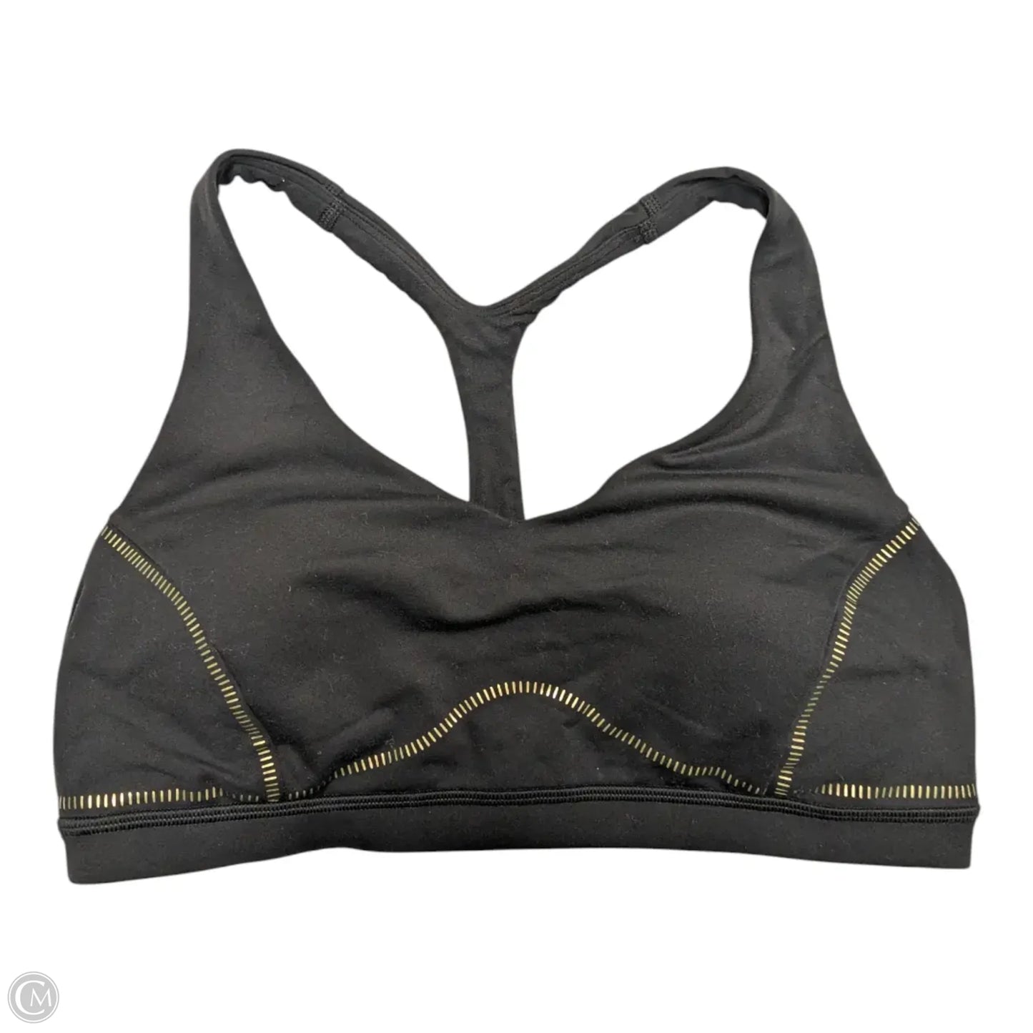 Athletic Bra By Lululemon In Black & Gold, Size: 12