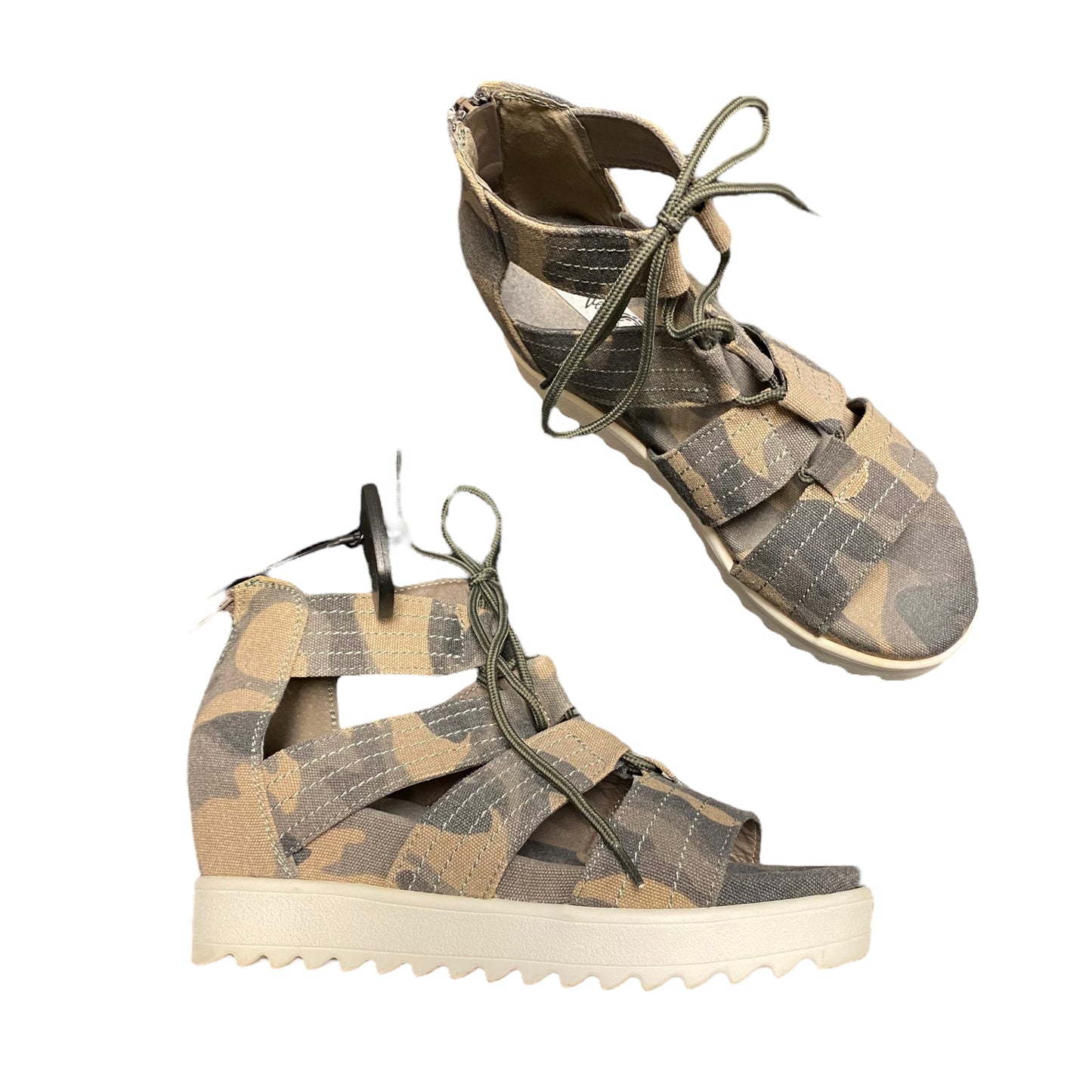 Sandals Heels Platform By VERY G In Camouflage Print, Size: 6.5