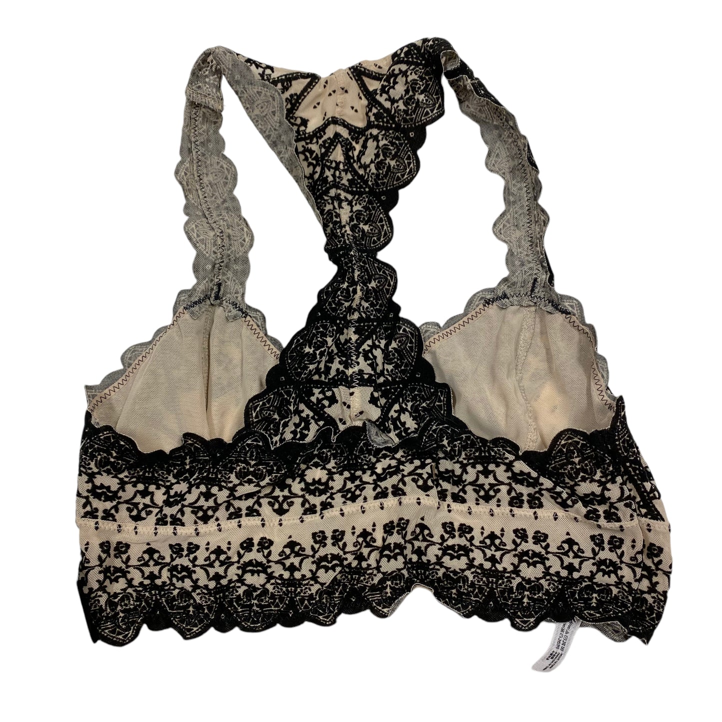 Bralette By Free People In Black & Cream, Size: S