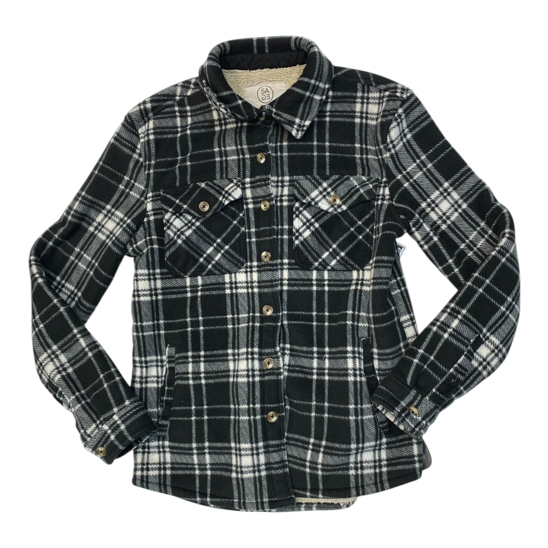 Jacket Fleece By Sage In Plaid Pattern, Size: Xs