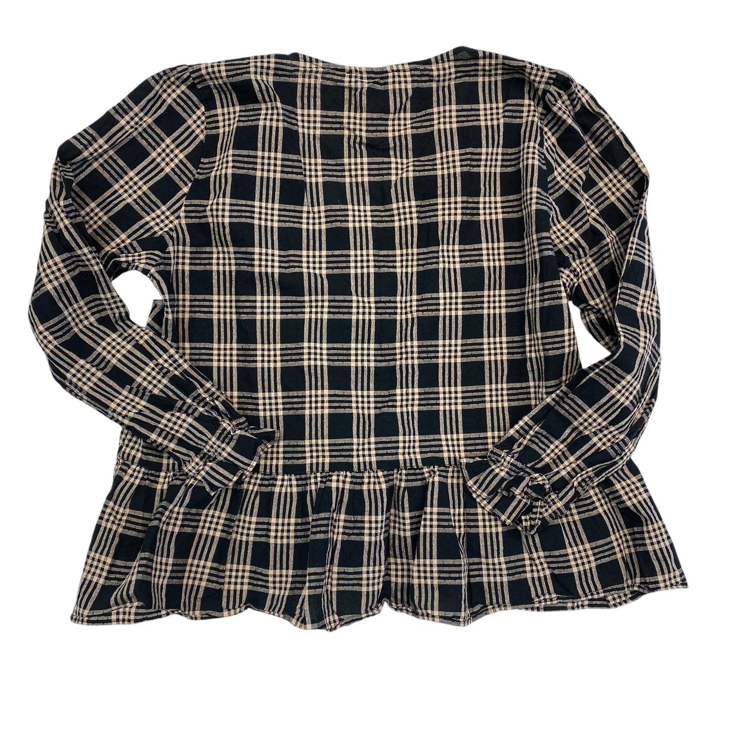 Top Long Sleeve By Madewell In Plaid Pattern, Size: M