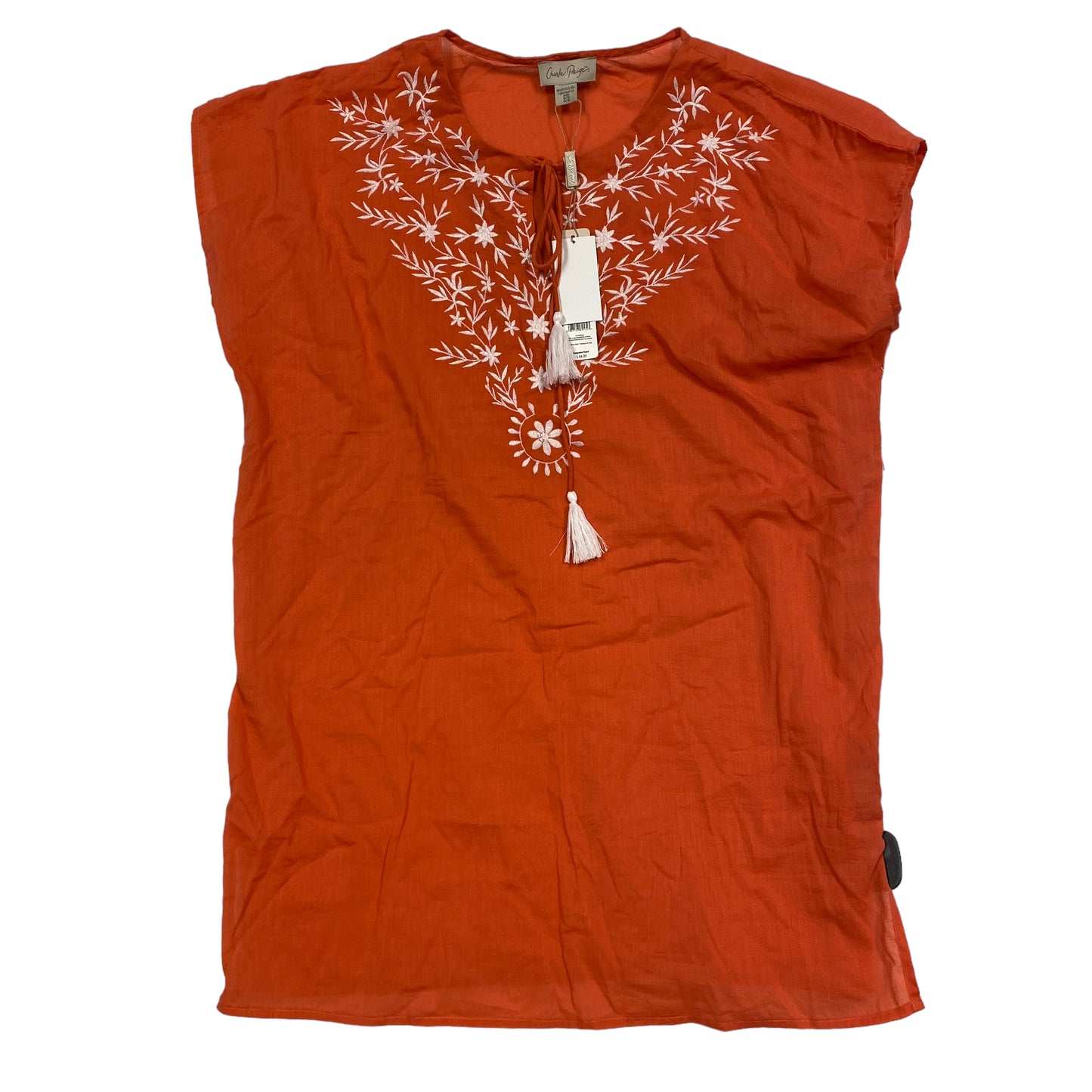 Orange Top Short Sleeve Cmc, Size Os